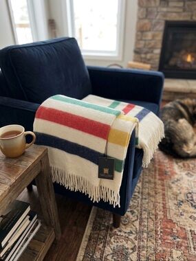 NWT Hudson’s Bay Company 100% Scottish Cashmere Classic Stripes 3.5 Point Throw